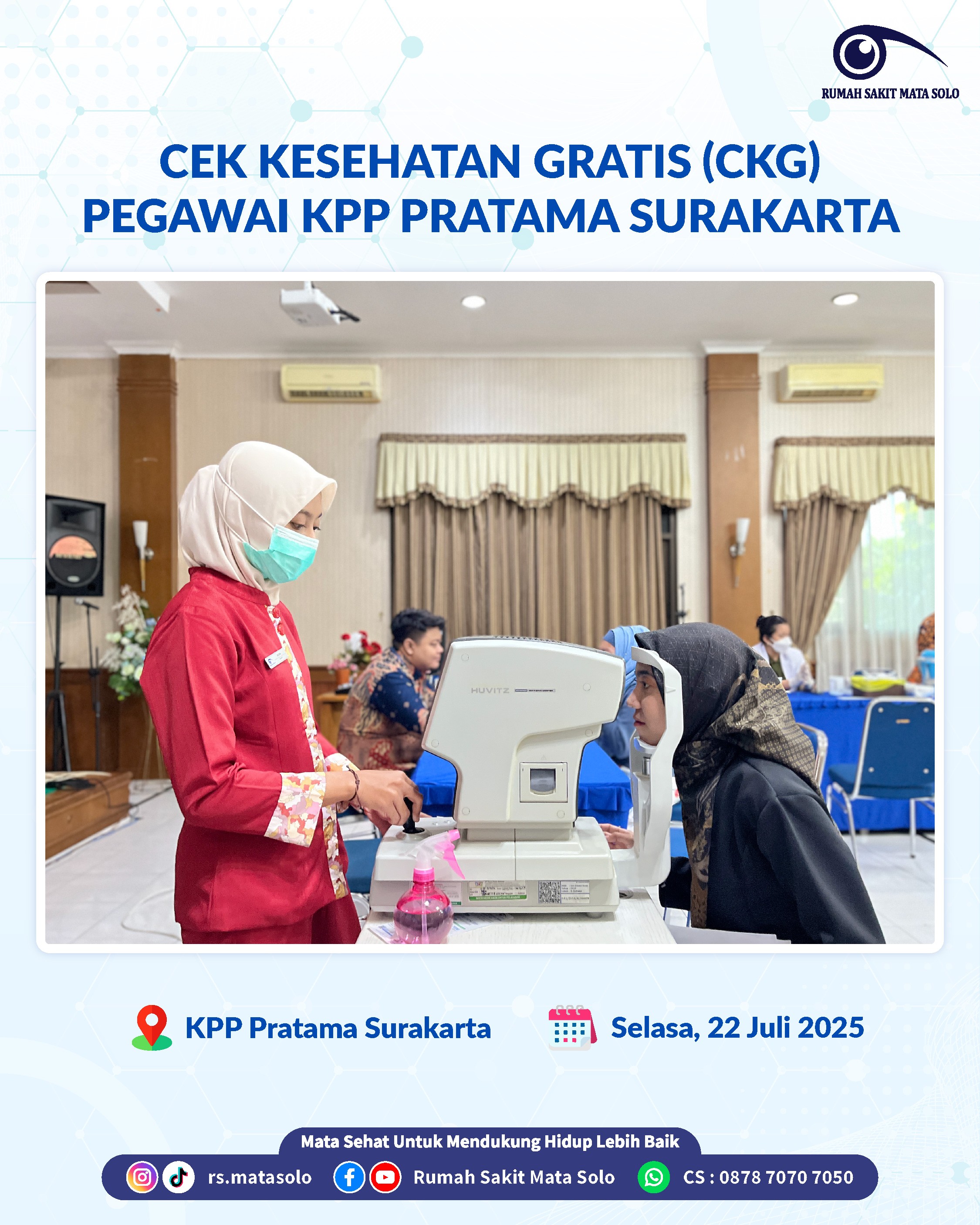 Kolaborasi Puskesmas Pajang dan RS Mata Solo, Cek Kesehatan Gratis Digelar di KPP Pratama Surakarta