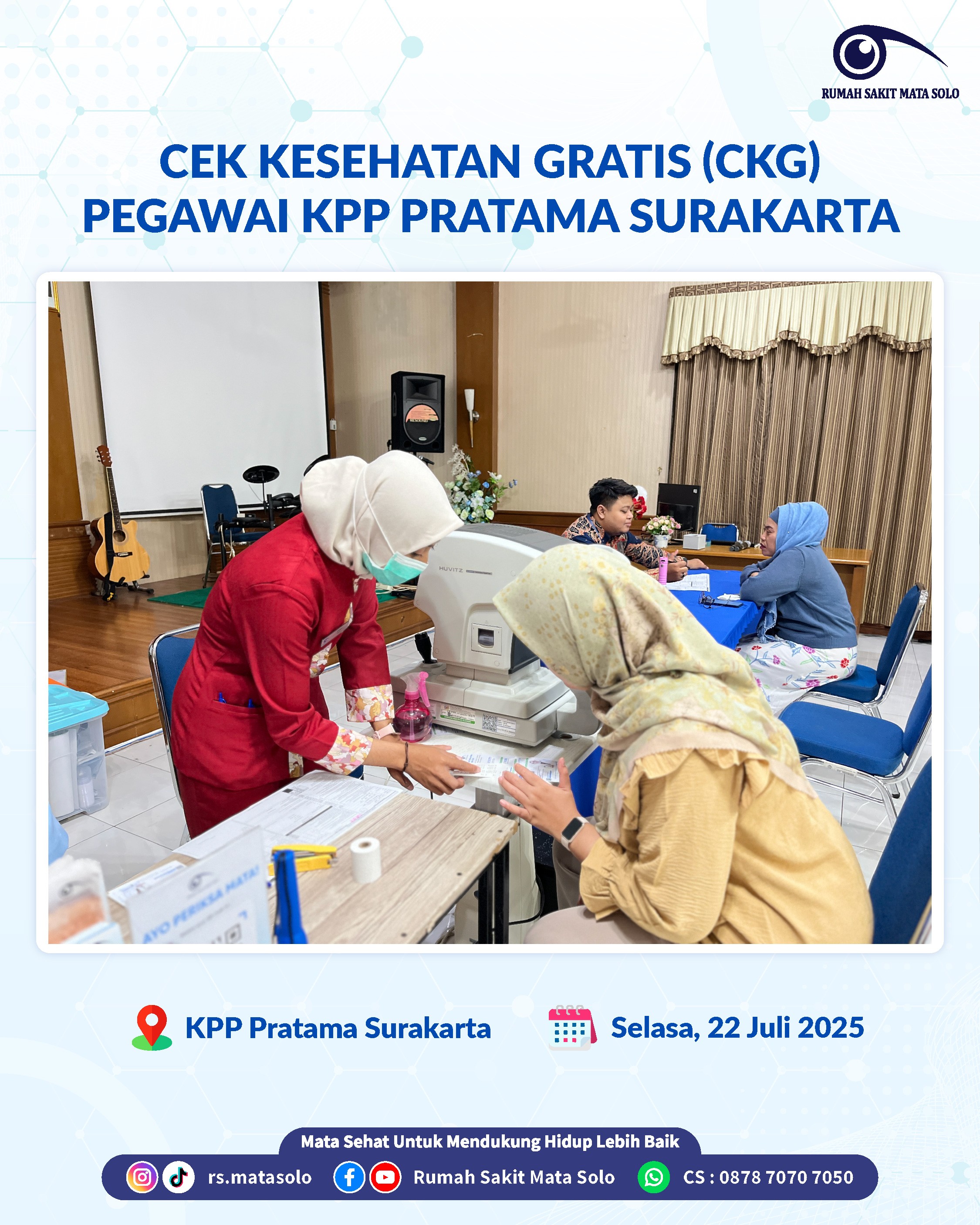 Kolaborasi Puskesmas Pajang dan RS Mata Solo, Cek Kesehatan Gratis Digelar di KPP Pratama Surakarta