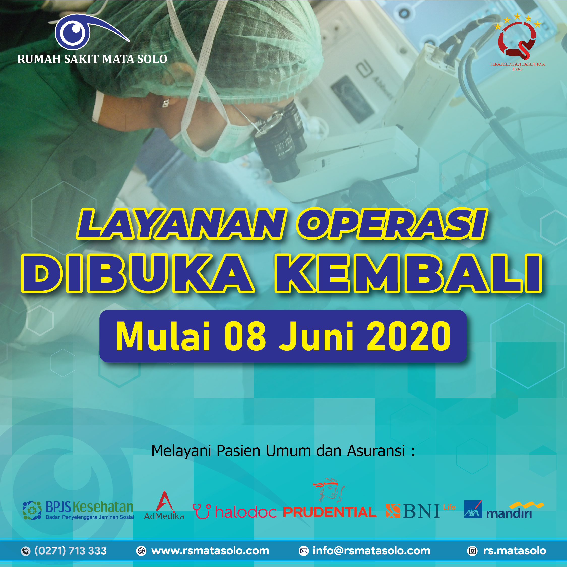 Layanan Operasi di RS Mata Solo Dibuka Kembali